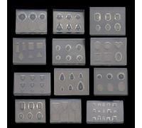 12 pièces Mini diamant à facettes Silicone résine moule ovale rond pierres précieuses bijoux pendentif moules Nail Art époxy UV résine moules