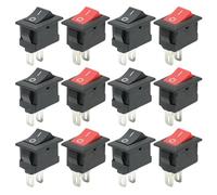 12 Pièces Mini Interrupteur À Bascule KCD11, Noir Interrupteur Encastré Rectangulaire 10 X 15 mm, Commutateur À Bascule, Rouge 2 Broche ON/OFF, 3 a 250 V/ 6 a 125 V CA, pour Auto Appareils Ménagers