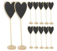 12 Pièces Mini Tableau Noir Cœur en Bois Effaçable | Écrire à Craie Feutre, Effacement Facile, Décoration Noire, Format Compact, Usage Table