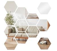 12 Pièces Miroir Autocollant, Miroir Adhesif Mural Hexagone 126 x 110 x 63 mm, Miroir Mural Autocollant, Miroirs Hexagonaux en Acrylique pour Le Salon, La Chambre à Coucher, La Salle de Bain