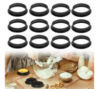 12 Pièces Moule a Tartelette 8cm, Cercle a Tarte Perforé en Plastique de Haute Qualité, Idéal pour la Cuisson de Pâtisseries, Gâteaux et Desserts,Réutilisables et Faciles à Nettoyer