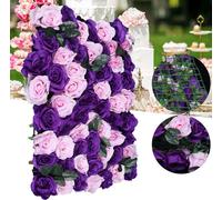 12 pièces mur de fleurs artificielles 40*60cm colonne de fleurs en soie mur de roses artificielles pour pelouse bricolage mariage anniversaire fête de fin d'année accessoires de rue décoration de fond