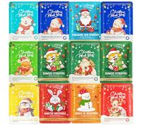 12 Pièces Noël Masque Hydratant Visage, Cadeaux de Noël Lot de 12 Masques, Masque Visage Femme pour Une Peau Eclatante, Cadeaux de Noël pour Collègues, Dames, Mama