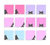 12 PièCes Notes Autocollantes Coloré Forte AdhéRence Notes, Marque-Pages Et Cadeaux CréAtifs Pour Les Amoureux Des Chats, Les éTudiants Et Les Bureaux