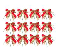 12 Pièces Nœuds de Noël Décoratifs Préattachés en Polyester Satin | Boucle Intégrée, Trou Arrière Prépercé, pour Guirlandes et Tables, Style Festif Classique