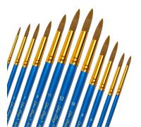 12 Pièces Nylon Pinceaux Peinture Acrylique Professionnel, Artiste Pinceau Set pour Aquarelle Gouache Peinture à l'huile, Art Paint Brush Ronds Pointus Langue de Chat Ovale Lavage (Bleu)