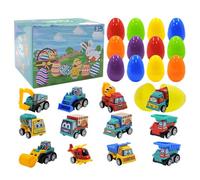 12 Pieces Oeufs De Pâques Préremplies, Remplissage De Panier De Paques, Voitures De Ville Et Camions Pour Chasse Aux Œufs De Pâques, Fournitures De Récompenses Pour La Classe, Cadeaux Pour Enfant