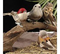 12 Pièces Oiseaux Artificiels, Simulation D'oiseau en Mousse de Plumes de Moineau avec Pince en Métal, Faux Mini Oiseaux, Oiseaux Artisanaux Réalistes pour la Photographie de Mariage,(12 pièces)