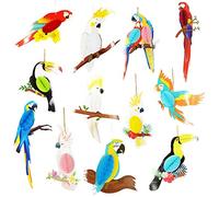 12 Pièces Oiseaux Tropicaux Nid D'abeille Découpes de Papier Nid D'abeille Perroquet Tiki Bar Hawaiian Summer Beach Luau Party Décorations Suspendues pour Les Fournitures D'anniversaire D'enfants