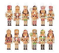12 Pièces Ornement Casse-Noisette De Noël - Ornement Casse-Noisette De Noël, Ensemble D'Ornements De Noël Casse-Noisette, Vistaprint 12X Ornement De Noël Soldat Casse-Noisette En Bois - Pendentif Mari