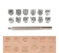 12 Pièces Outil d'estampage de Poinçon de Pochoir, Bricolage en Cuir d'Artisanat de la Dynastie Tang, Papier de Fleur de la Dynastie Tang, Tampons en Cuir, Outil de Fabrication