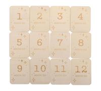 12 Pièces Panneau en Bois de Jalon Mensuel pour Photos | Décor Simple et Classique, Surface Polie sans Bavure, Grain Fin, pour Souvenirs de Naissance et Premier Année