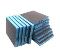 12 Pièces Papier de Verre 220 Grain Eponge Abrasive Double Face Mince Bleu, Papier à Poncer Humide et Sec Flexible pour Ponçage Fin de Carrosserie Auto, Meubles en Bois, Métal, Placo et Artisanat