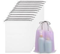 12 Pièces Paquet à Cordon de Serrage PE Blanc Semi-Transparent | Compact et Léger, Protection la Poussière, Valise et Rangement D’armoire, Sous-vêtements et Toilette