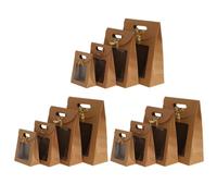 12 Pièces Paquet Présents de Noël en Papier Kraft avec Fenêtre et | Kaki, Accès Visible pour Bonbons et Pâtisseries, Lot Pochette Présent Nœud pour Fêtes