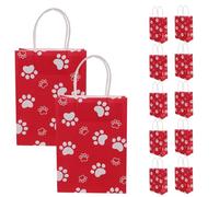 12 Pièces Paquet Présents Moyens, Motif Patte de Chien, Poignées | Organisation de Présents, Format à Tenir à Main, Style Mignon et Simple, pour Anniversaires et Adoptions