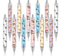 12 Pièces Parure De Stylos À Bille Ensemble Stylo À Bille Rétractable Stylo À Bille De Dessin Animé Pour Noël Cadeau Pour Fête Des Enseignants(Motif Teckel)