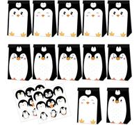 12 Pièces Penguin Party Favor Bags, Sac en Papier Kraft Pingouin