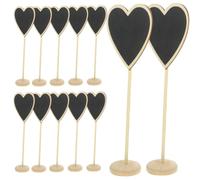 12 Pièces Petit Tableau Noir Cœur en Bois et Bureau Décoratif | Écriture à Craie Marqueur, Effaçable, Noir, Table Mémo, Décoration de Bureau