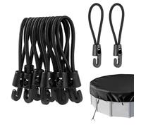 12 Pièces Petit Tendeurs Elastique avec Crochets, Mini Tendeur de Fixation 10 cm Corde Elastique en Gomme, Sandow avec Crochet, Attache Bache Piscine,pour Voile Ombrage,Tentes, Bâches, Trampolines