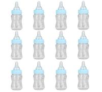 12 Pièces Petite Bouteille Décoration pour Fête de Naissance Bleu Bleu et Transparent