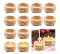 12 Pièces Photophores en Bois Naturel, Bougeoir en Bois 6x2.5cm pour Bougies Votives, Chandelier Naturel Durable, Décoration de Table pour Mariage, Anniversaire, Noël, Fête