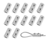 12 pièces pince à boucle de câble en acier double trous clip en métal attaches de verrouillage réglables pour câble de 1, 5 à 2 mm vis réglables durables matériel de fixation outils d ' élingues