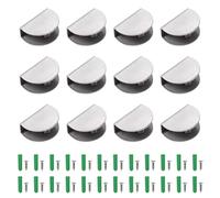 12 Pièces Pince à Verre en Acier Inoxydable 201, Support d'Étagère en Verre, Support de Fixation Etagere en Verre Demi-Rondes avec Vis (Argent, Demi-Cercle, pour Verre de 10 à 14 mm d'épaisseur)
