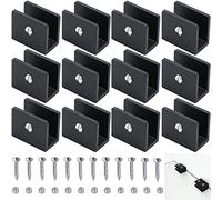 12 Pièces Pince à Verre Garde Corps, Support D'Étagère En Verre Clip, Support d’Étagère En Verre Réglable Aluminium, Métal Support d'Angle En U, Pinces à Verre à Un Trou, Pour Salle De Bain,Wc,Couloir