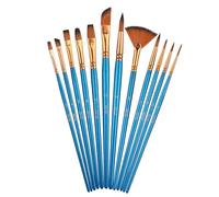 12 Pièces Pinceaux Peinture Acrylique,Pinceau Aquarelle Professionnels,Nylon Art Pinceaux, pour Les Peintures Acryliques, Huiles et Gouaches,Bleu