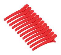 12 pièces pinces à cheveux antidérapantes bec de canard pinces à cheveux pour Salon de coiffure coiffure coupe de cheveux en plastique ABS rouge