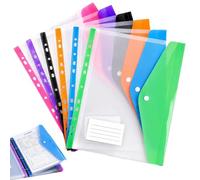 12 Pièces Pochette Plastique A4,Pochette Rangement Imperméable(Multicolore)