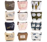 12 Pièces Pochettes Porte-Monnaie en Toile, Mini Bourses avec Fermeture Éclair pour Rangement, Trousse de Cosmétiques pour Cartes Pièces et Clés en Voyage