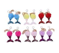 12 pièces Pom Pom Porte-clés Ensemble Multicolore 17 cm Mode Adorable Porte-clés pour Sac à Dos Sac à Main