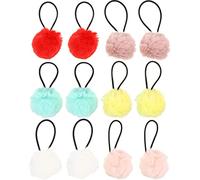 12 pièces pompon boule cheveux cravates élégant mode exquis jolie belle cheveux accessoires élastique queue de cheval élastique élastique anneau de cheveuxbien traité.