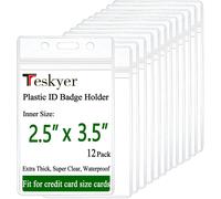 12 Pièces Porte Badge, Porte Badge Transparent, Imperméable À L¿Eau, Plastique, Souple, Avec Fermeture Éclair Refermable