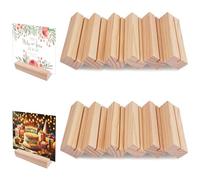 12 Pièces Porte Carte Bois, Porte Menu Mariage et Restaurant, Support Photo en Bois Naturel, pour Mariage, Restaurants, Mariages, Banquets, Fêtes, Comme Décoration, Attrayant et Durable (100×30×20mm)