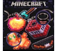 12 pièces Porte-clés acrylique Minecraft officiellement autorisé, comprenant : Totem d'immortalité, Pioche avec strass et Cristal de l'End, ainsi que d'autres porte-clés. Décorations pour sac à dos, m