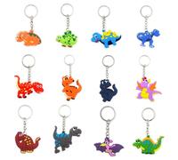 12 Pièces Porte Clés Dinosaure Porte-clés En Caoutchouc Mini Porte-clés Cadeau Pendentif pour