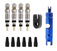 12 Pièces Presta Valve Cores Obus, Kit de Réparation Presta Valve Cores Obus avec Outil de Démonte Obus Adaptateur de Pompe à Vélo Noyau de Valve Français Bouchon Valve Vélo Valve Tubeless VTT
