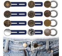 12 Pièces Rallonge de Bouton pour Pantalon, Extension de Bouton pour Pantalon Réglable, Rallonge de Taille Élastique pour Jeans, Pantalons, Cols, Manchettes (Modèles Aléatoires)