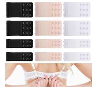 12 Pièces Rallonge Soutien Gorge 3 Rangée, Attache Soutien Gorge Élastique 3 Crochets / 2 Crochets Extension Soutien Gorge pour Femmes et Filles (Blanc, Noir, Couleur de Peau)