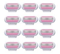 12 Pièces Recharges de Lames Pour Femme, Lames de Rasoir Femme, Lames Compatible avec Venus, Recharges Lames Rose, Recharges à 3 Lames en Acier Inoxydable, Rasage Doux et Précis (Rose)