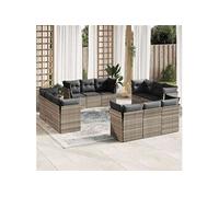 Vidaxl Salon De Jardin Avec Coussins 12 Pcs Gris Clair Résine Tressée