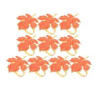 12 Pièces Ronds de Serviette en Métal Feuille D'érable Orange | Alliage Souple à Ouverture Flexible, Finition Vive Résistante, pour Table de Fête et Mariage