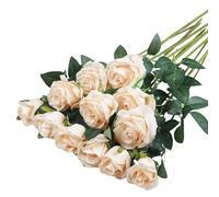 12 Pièces Roses Artificielles Veloutées Fausses Fleurs de Soie Rouge 20in pour Mariages et Fêtes (Champagne)
