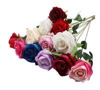12 Pièces Roses Artificielles Veloutées - Fausses Fleurs de Soie Rouges 20in - Mariages, Décorations (Couleurs Mélangées)