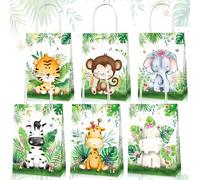 12 pièces sacs à surprises jungle animaux safari fête bébé sauvage bonbons cadeaux douche anniversaire favoris