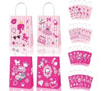 12 Pièces Sacs Cadeau Anniversaire Enfant Avec Autocollants - Papier Pour Fête, Mariage, Giveaways, Shopping - Fille Babie