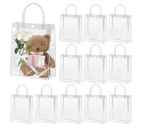 12 Pièces Sacs Cadeaux Transparents avec Poignées, 25 x 20 x 7 cm Sacs Fourre-Tout Réutilisables en PVC, Petit Sac Cadeau Transparent avec Anse Pour Cadeaux, Bonbons, Fête, Mariage, Anniversairep